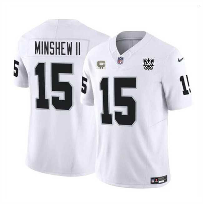 Men & Women & Youth Las Vegas Raiders #15 Gardner Minshew II White 2024 F.U.S.E 65th Anniversary Patch Vapor Stitched Jersey->las vegas raiders->NFL Jersey